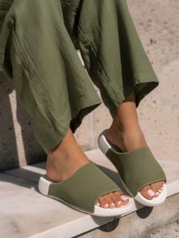 Inc.5 - Womens Green Casual Sliders