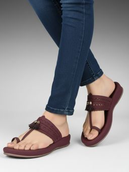Inc.5 - Womens Maroon Casual Embellished Sandals