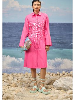 Genes Lecoanet Hemant - Sequin-Embroidered Pink Knee Length Dress