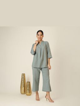 Saltpetre - Green Sherry Linen Tunic And Pants