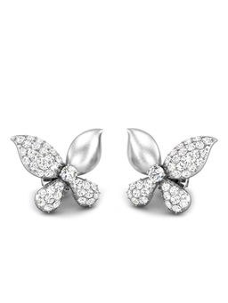Candere by Kalyan Jewellers - 18K BIS Hallmark White Gold & Diamond Butterfly Earrings