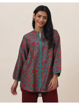Fabindia - Green Cotton Silk Hand Block Printed Tunic