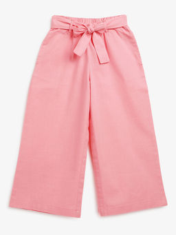 Campana - Girls Pink Chelsea Cotton Culottes Trousers with Belt (Set of 2)