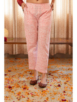 Akiso - Blossom Pink Hand Block Printed Straight Pant