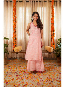 Akiso - Blossom Pink Hand Block Printed Sleeveless Kurta