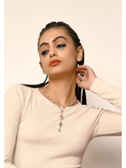 Odette - Dainty Crystal Embellished Lariat Necklace-Gold