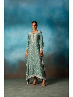Karaj Jaipur - Blue Printed Long Kaftan Dress