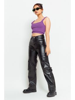 FREAKINS - Leather Cargo Pant - Black