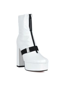 London Rag - Chunky High Block Heel Boots In White