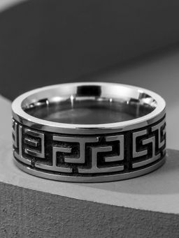 OOMPH - Silver Stainless Steel Engraved Band Ring