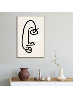 HomeTown - Simon Face Silhouette Glossy Mdf Print Painting, Beige 40X60Cm