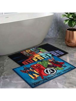 Athom Living - Kids Premium Nylon Bathmat With Latex Backing Anti-Skid Multi-Color (Pack of 2)