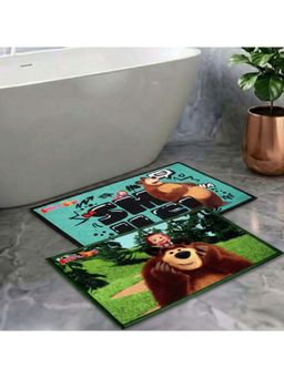 Athom Living - Kids Premium Nylon Bathmat With Latex Backing Anti-Skid Multi-Color (Pack of 2)