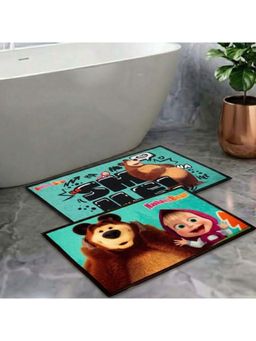 Athom Living - Kids Premium Nylon Bathmat With Latex Backing Anti-Skid Multi-Color (Pack of 2)