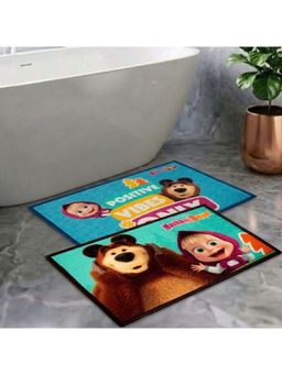 Athom Living - Kids Premium Nylon Bathmat With Latex Backing Anti-Skid Multi-Color (Pack of 2)