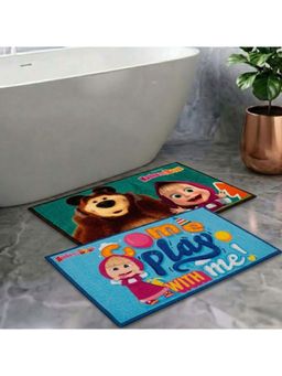 Athom Living - Kids Premium Nylon Bathmat With Latex Backing Anti-Skid Multi-Color (Pack of 2)
