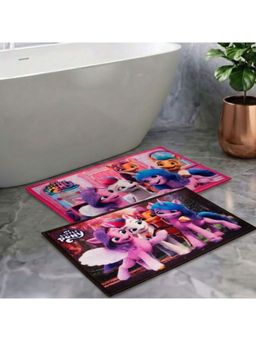 Athom Living - Kids Premium Nylon Bathmat With Latex Backing Anti-Skid Multi-Color (Pack of 2)