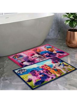 Athom Living - Kids Premium Nylon Bathmat With Latex Backing Anti-Skid Multi-Color (Pack of 2)