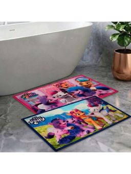 Athom Living - Kids Premium Nylon Bathmat With Latex Backing Anti-Skid Multi-Color (Pack of 2)