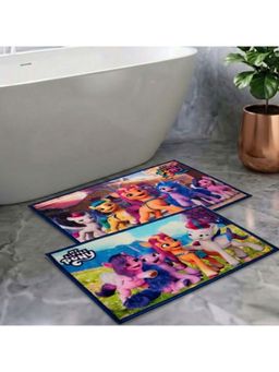Athom Living - Kids Premium Nylon Bathmat With Latex Backing Anti-Skid Multi-Color (Pack of 2)