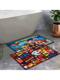 Athom Living - Kids Premium Nylon Bathmat With Latex Backing Anti-Skid Multi-Color (Pack of 2)