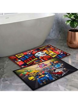 Athom Living - Kids Premium Nylon Bathmat With Latex Backing Anti-Skid Multi-Color (Pack of 2)
