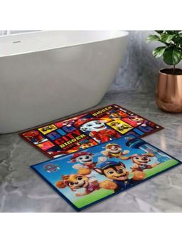 Athom Living - Kids Premium Nylon Bathmat With Latex Backing Anti-Skid Multi-Color (Pack of 2)