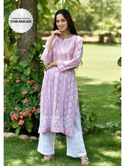 House of Chikankari - Chikankari Woven Long Kurta