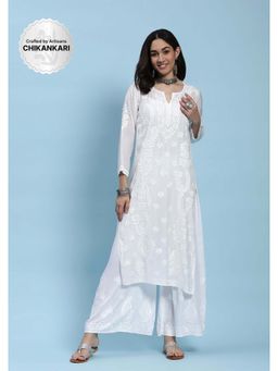 House of Chikankari - Chikankari Woven Long Kurta