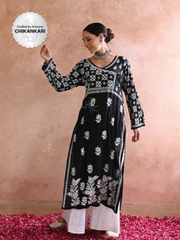 House of Chikankari - Chikankari Modal Straight Kurta