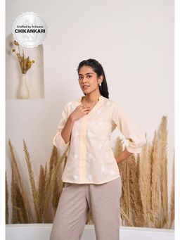 House of Chikankari - Cotton Chikankari Womens Top - Peach