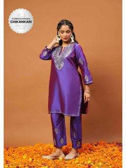 House of Chikankari - Purple Kurti with Pant