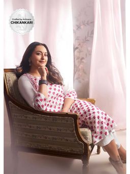 House of Chikankari - Cambric Chikankari A-Line Women's Long Kurta-White