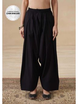 House of Chikankari - Womens Cotton Solid Womens Farshi Salwars-Black