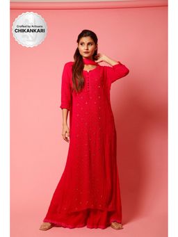 Label Aishwaryrika - LABEL AISHWARYRIKAa Azalea Pink Chikankari and Mukaish Kurta