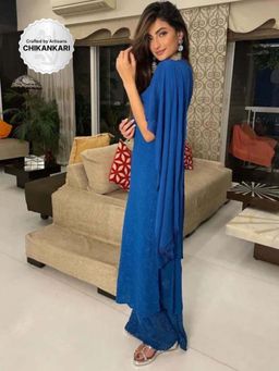 Label Aishwaryrika - LABEL AISHWARYRIKAa Royal Blue Chikankari Kurta