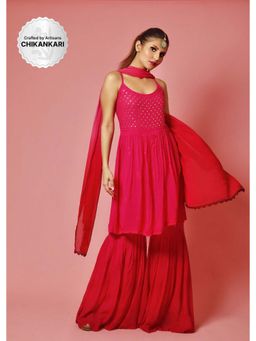 Label Aishwaryrika - LABEL AISHWARYRIKAa Taffy Pink Chikankari & Mukaish Kurta