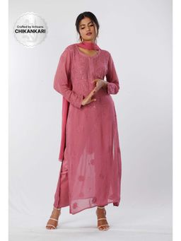 Label Aishwaryrika - Dragonfruit Chikankari Kurta