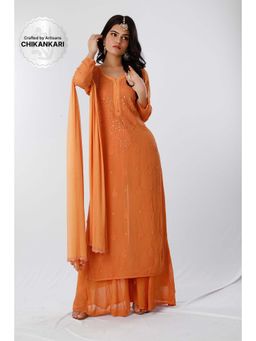 Label Aishwaryrika - Tequila Sunrise Chikankari Kurta (Set of 3)