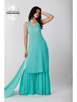 Label Aishwaryrika - Blue Hawaii Chikankari Kurta