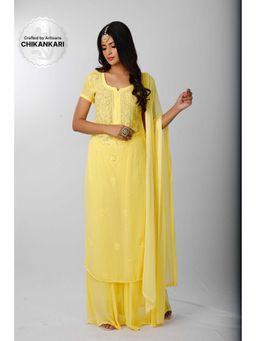 Label Aishwaryrika - Lemon Fizz Chikankari Kurta (Set of 3)