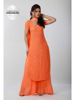 Label Aishwaryrika - Mandarin Mojito Chikankari Kurta (Set of 3)