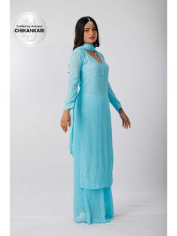 Label Aishwaryrika - Blue Curacao Chikankari Kurta