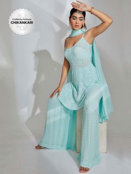 Label Aishwaryrika - Arctic Sky Chikankari & Mukaish Kurta