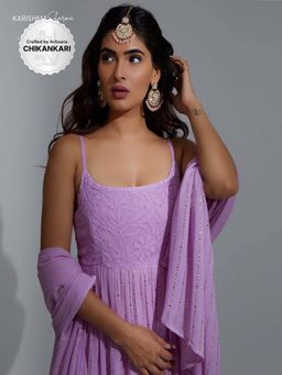 Label Aishwaryrika - Eclipse Lilac Chikankari & Mukaish Anarkali Kurta