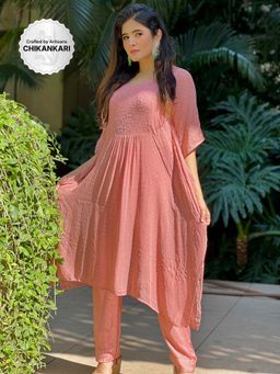 Label Aishwaryrika - Rosette Chikankari Kaftan Kurta