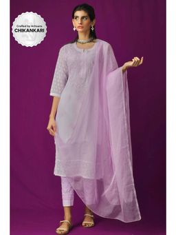 Label Aishwaryrika - Aztec Lavender Chikankari Kurta (Set of 3)