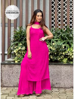 Label Aishwaryrika - Evelyn Pink Chikankari Kurta