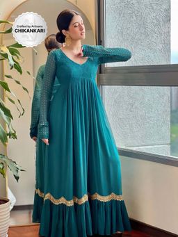 Label Aishwaryrika - Elaine Chikankari Anarkali Gown