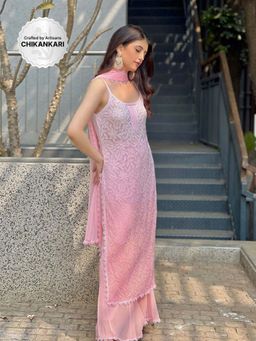 Label Aishwaryrika - Josephine Chikankari Ombre Lace Strappy (Set of 3)